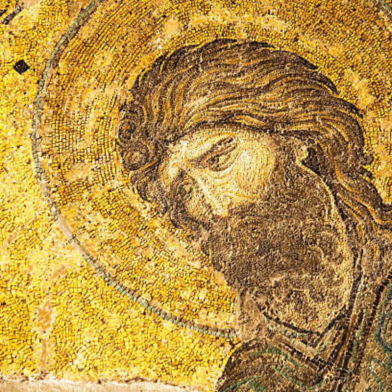 Mosaic of Saint John the Baptist in the Hagia Sophia, Istanbul, Turkey.